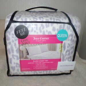 Juicy Couture QUEEN Animal Print + Juicy Plush Sheet Set Soft & Cozy 4pc